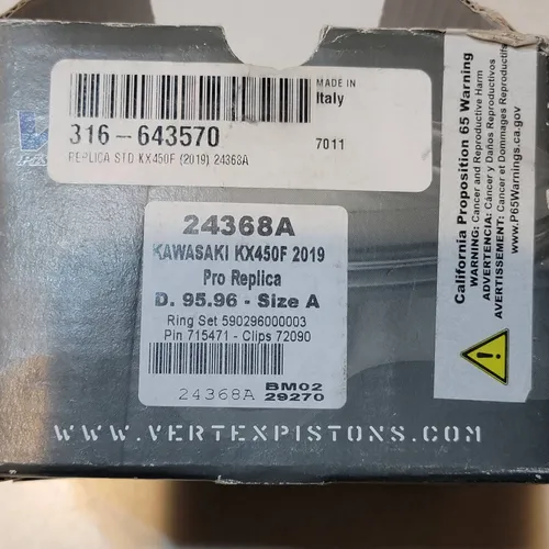 Kawasaki KX450F Vertex Piston Kit #24368A