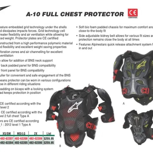 Alpinestars A-10 Roost Guard V2 Black/Red MD/LG