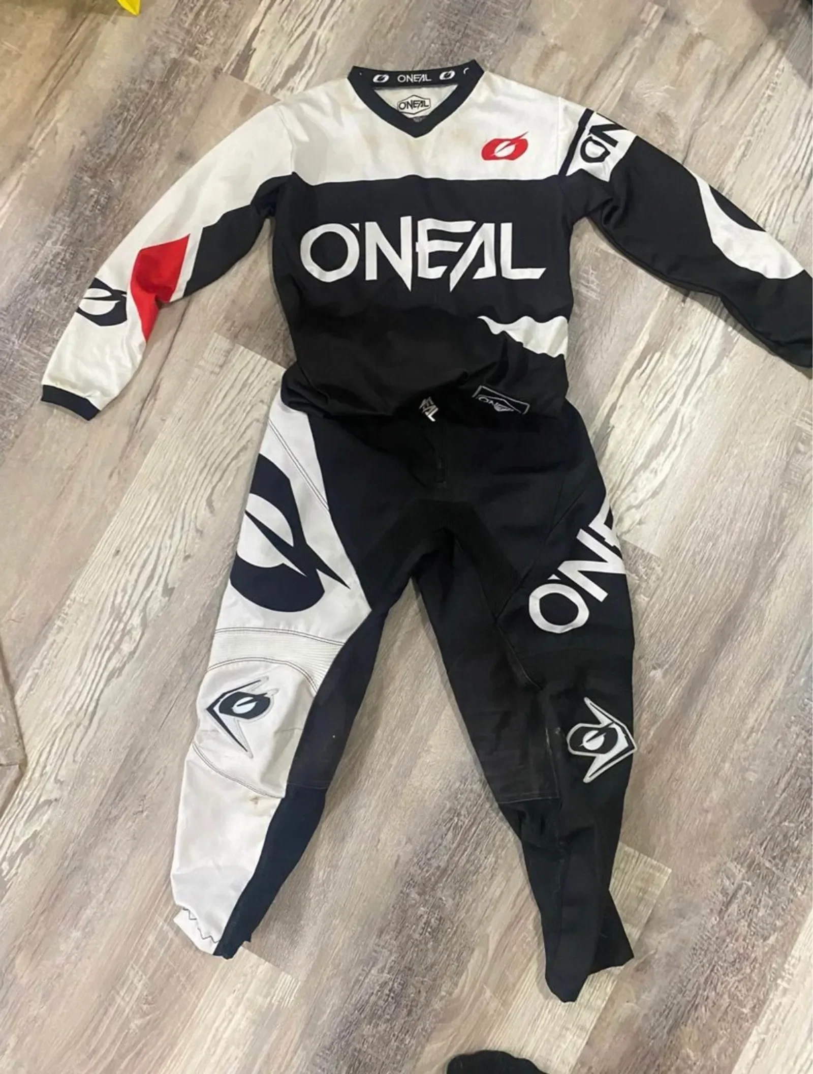 Oneal Element Warhawk Red/White/Blue Motocross Dirt Bike Offroad MX Jersey Pants Combo Package Riding Gear Set Jersey, Men's, Size: Jersey Adult Small