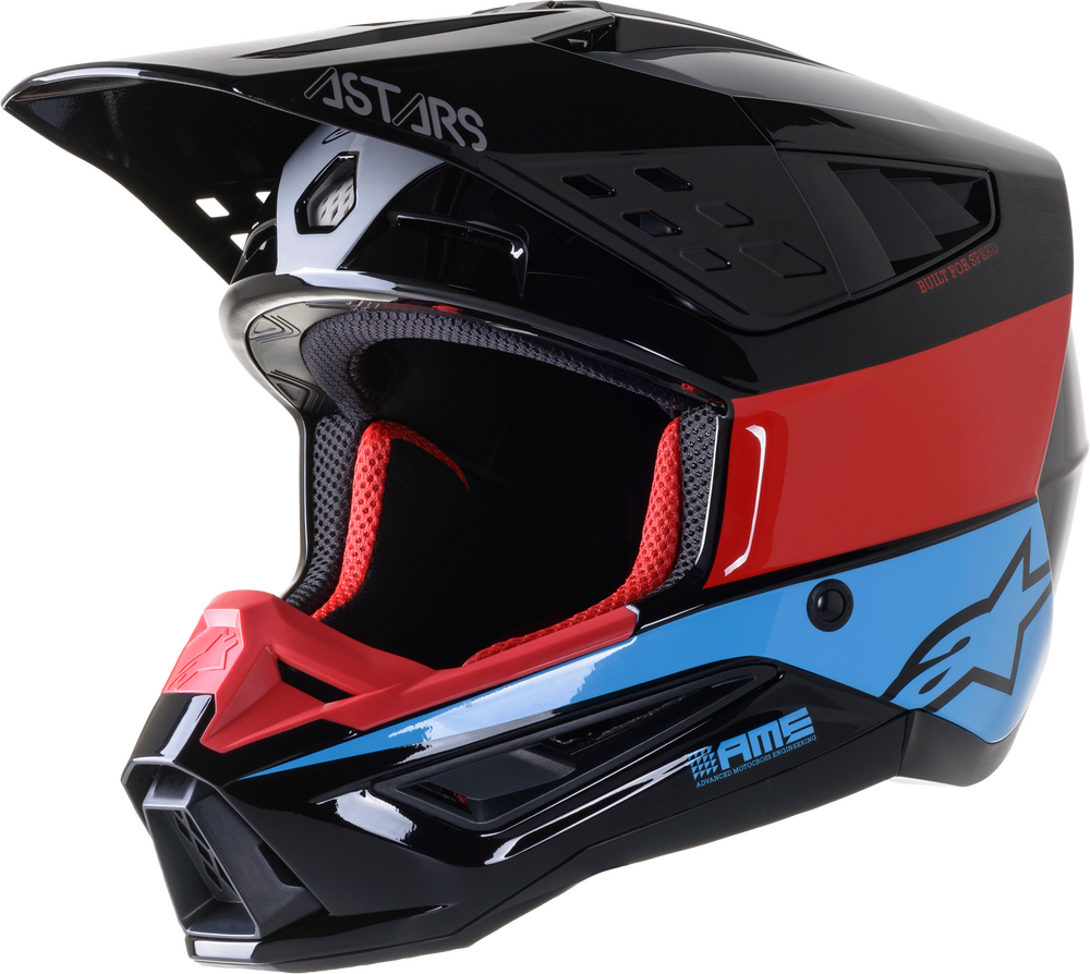 ALPINESTARS S-M5 BOND HELMET BLACK/RED/CYAN GLOSSY
