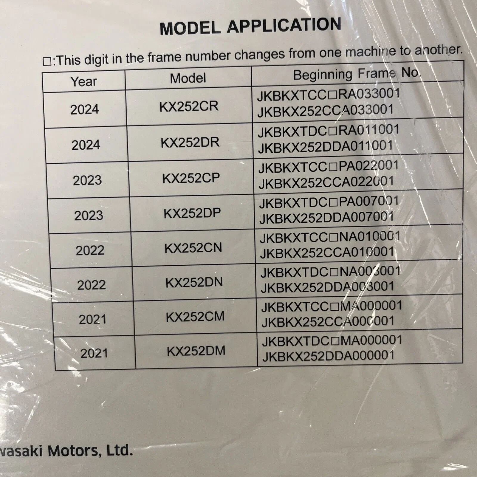 Kawasaki OEM Genuine Service Manual For KX250 KX250X 2021-2024