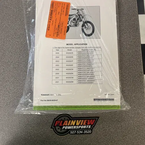 Kawasaki OEM Genuine Service Manual For KX250 KX250X 2021-2024 99830-0039-09