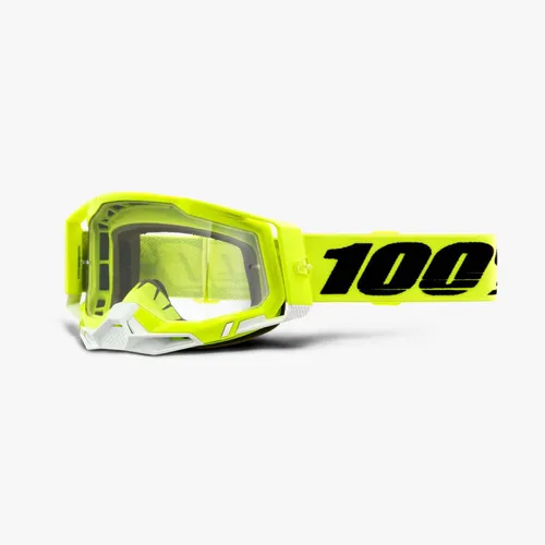 100% RACECRAFT 2® Goggle Moto/MTB Fluo Yellow with Clear Lens NEW IN BOX!