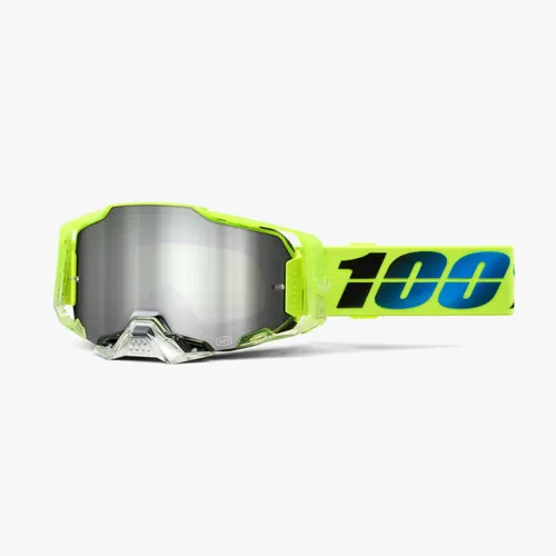 100% Armega Dirt Bike Motocross MX Goggle Koropi with Mirror Silver Flash Lens