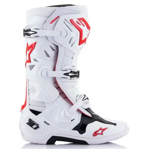 Alpinestars Tech 10 Supervented Motocross Boots White/ Bright Red SZ US 9