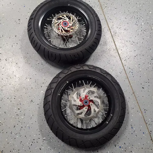 KAWASAKI KLX 110 SUPER MOTO WHEEL SET 12" BIGMINIS REEGMX HUBS WHEELS, MSC