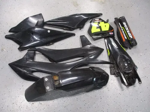 2016 KTM 250 SXF FACTORY EDITION UFO BLACK PLASTICS KIT SHROUDS FENDERS, M228