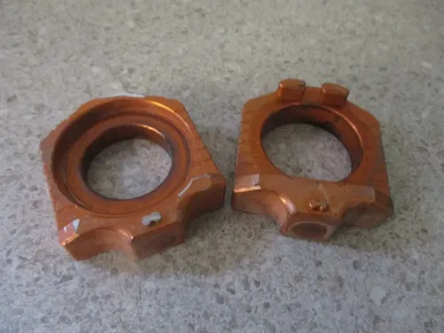 2016 KTM 250 SXF FACTORY EDITION ORANGE BILLET REAR AXLE BLOCKS ADJUSTERS, M228