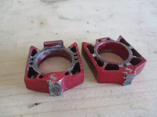 2013 Honda CRF450 Hammerhead Red Rear Axle Blocks, Chain Blocks, 13 CRF 450 MX11
