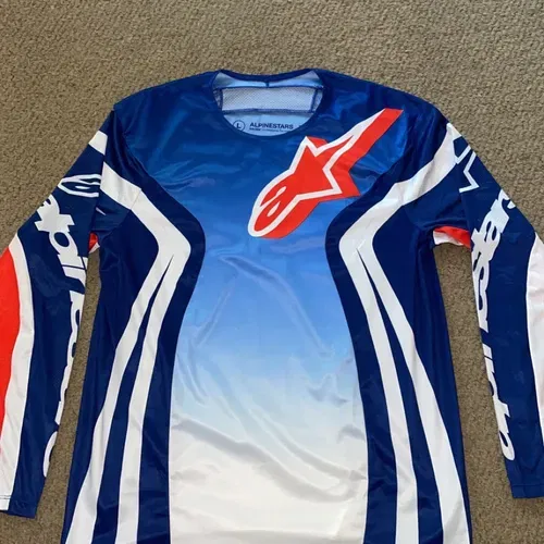 Alpinestars 2023 Racer Combo - Semi - Blue/ Hot orange + red gloves