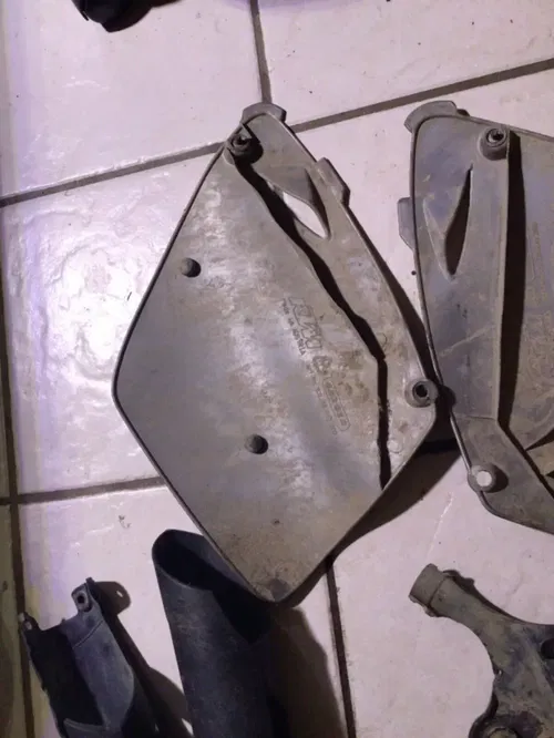 2001 KTM 250 EXC SX Side Number Plate Plastics Silver fork guards frame guard