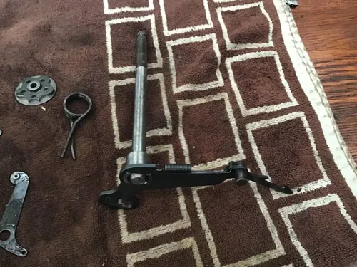 1974 Suzuki TS100 shift shaft shifting hardware gear selector spring
