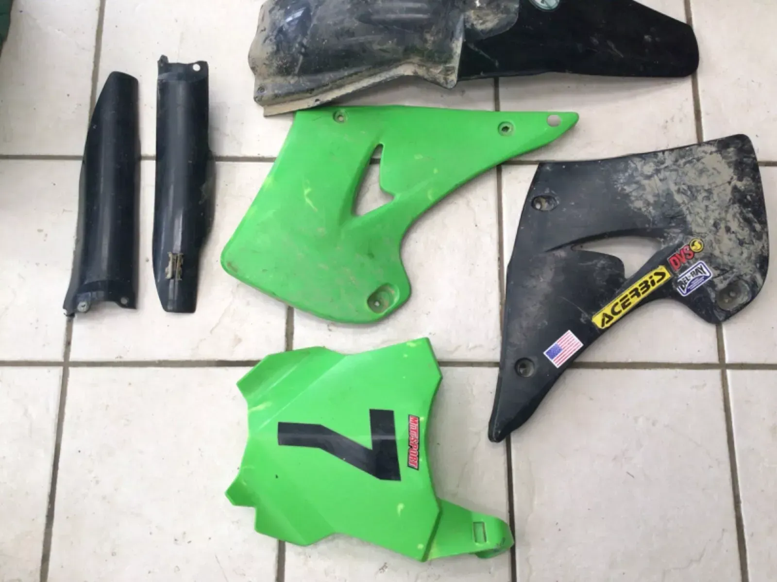 Plastic Kit Set Style Lime Green KX250 04-07 KX125 04-05