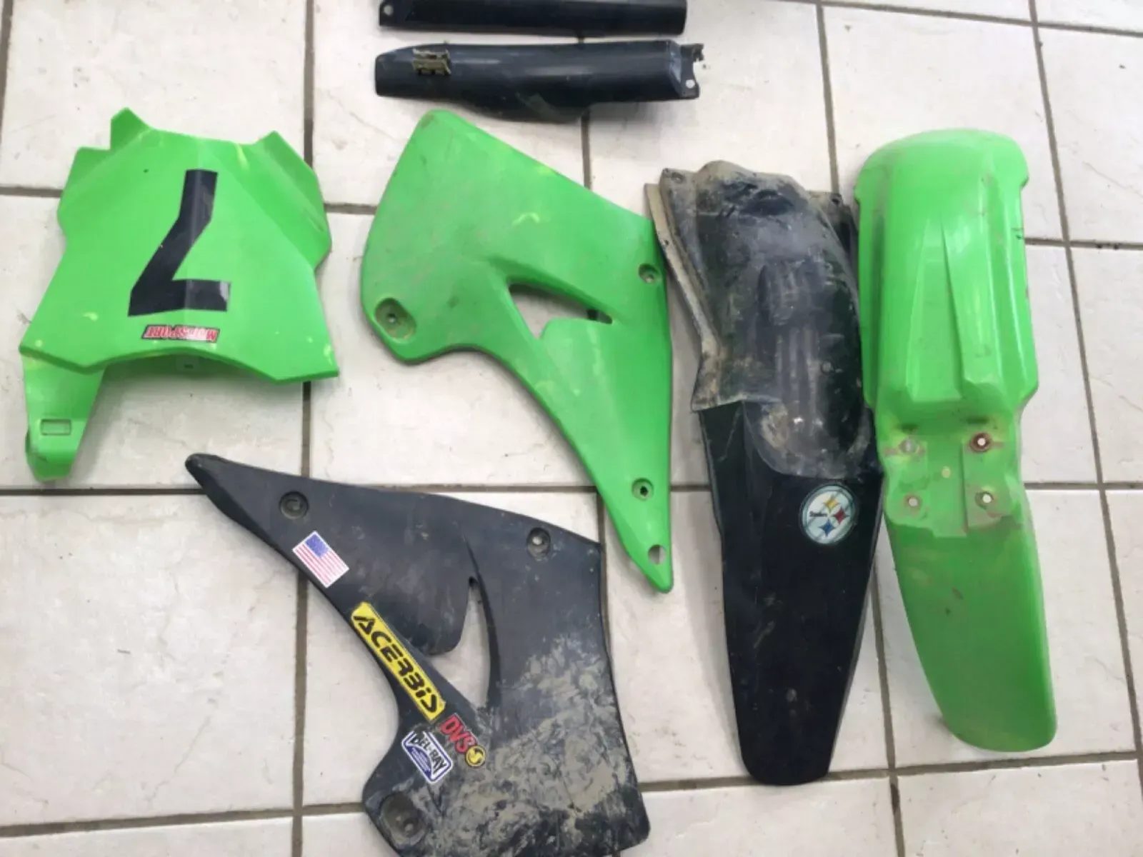 Plastic Kit Set Style Lime Green KX250 04-07 KX125 04-05