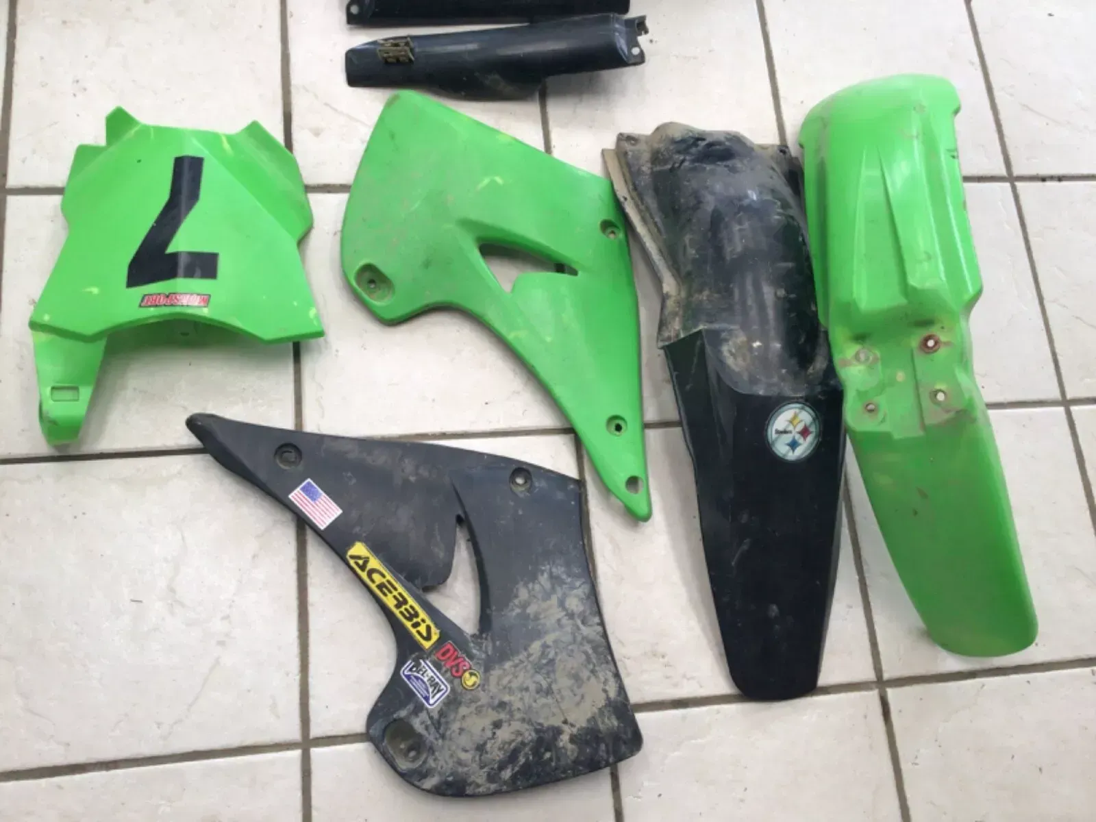 Plastic Kit Set Style Lime Green KX250 04-07 KX125 04-05