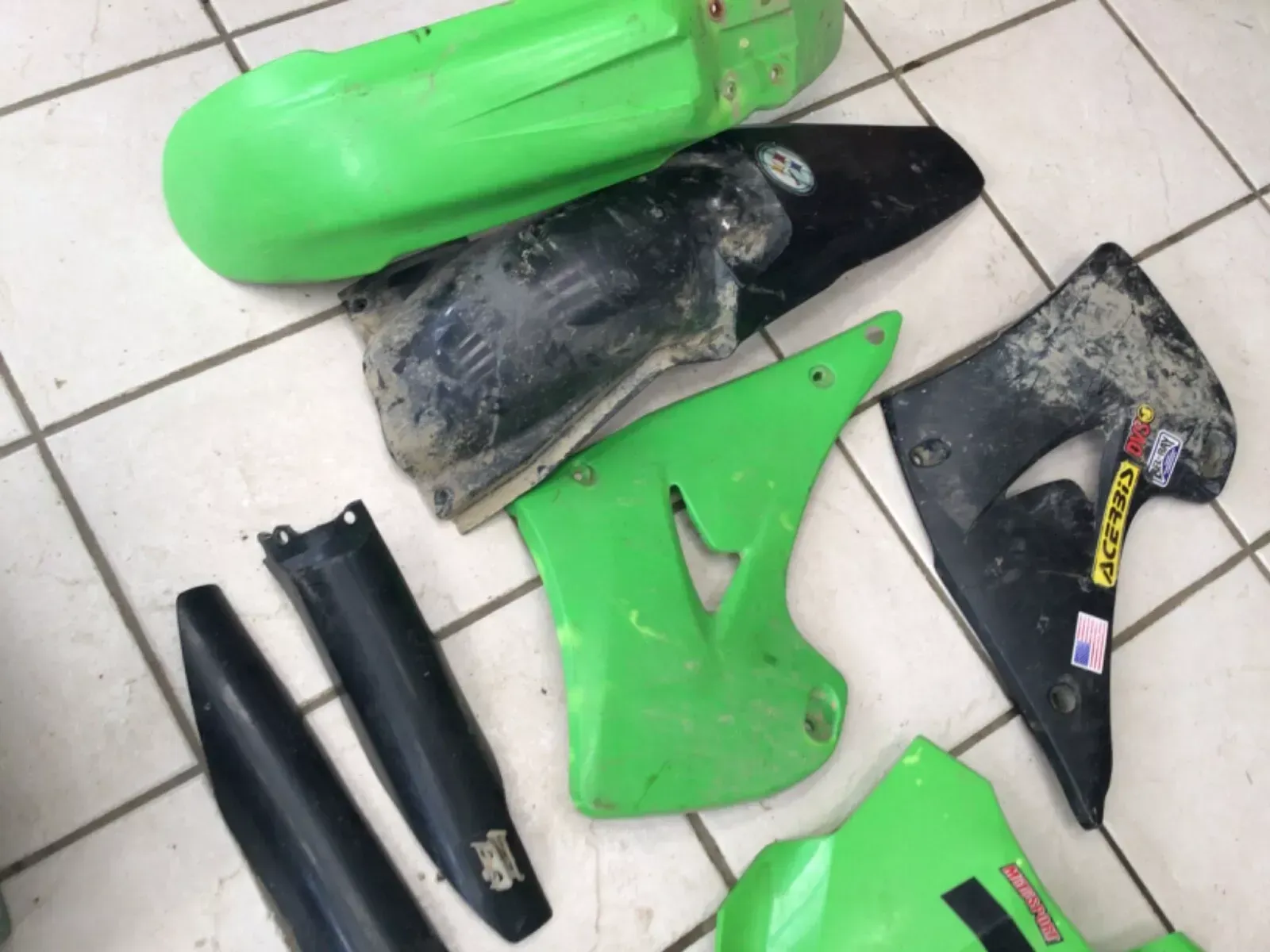 Plastic Kit Set Style Lime Green KX250 04-07 KX125 04-05