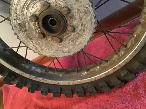 1975 Yamaha DT175 Rear Wheel with tire and sprocket hub