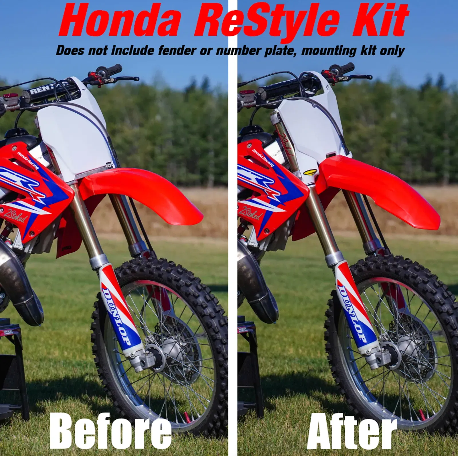 CR125 フェンダーカウルセットパーツ CR125R CR250 Fender Set CR125 250 500 R 85-87, 90 Flash Red Front Rear