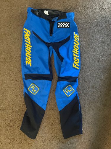 Fasthouse Grindhouse Moto Pants - Blue & Yellow - Size 30