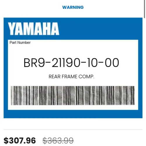 YAMAHA OEM REAR FRAME COMP. 
BR9-21190-20-00