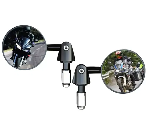 Dirt Bike Mirror- Dual Sport Supermoto- Black Bar End Mount- Aluminum OEM Design