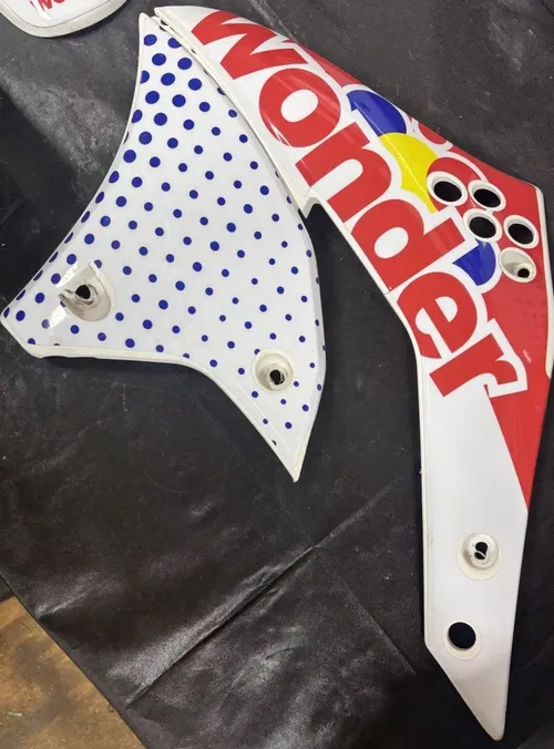 2006-2008KX250F Plastics Kit w/ Wonder Bread Graphics & Seat – Talladega Nights