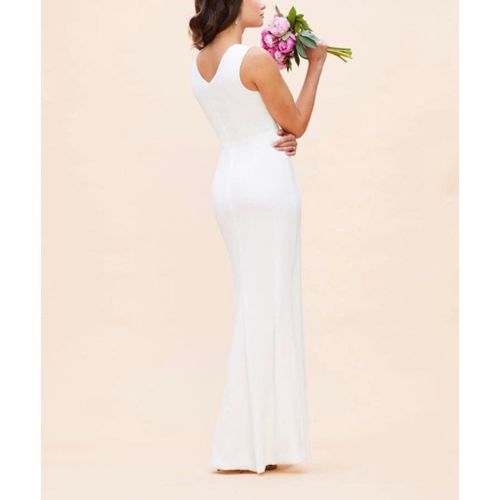 Dress the Population Sandra Plunge Crepe Slit Gown, XXL
