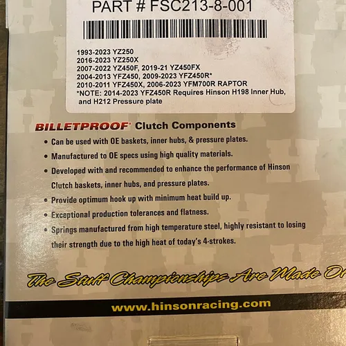 Hinson Clutch Plates and Spring Kit. Yamaha YZ 