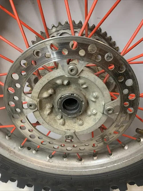 2004 CRF450R OEM Rear Wheel Rim Tire Rotor Sprocket Hub Crf 450r CRACKED RIM!