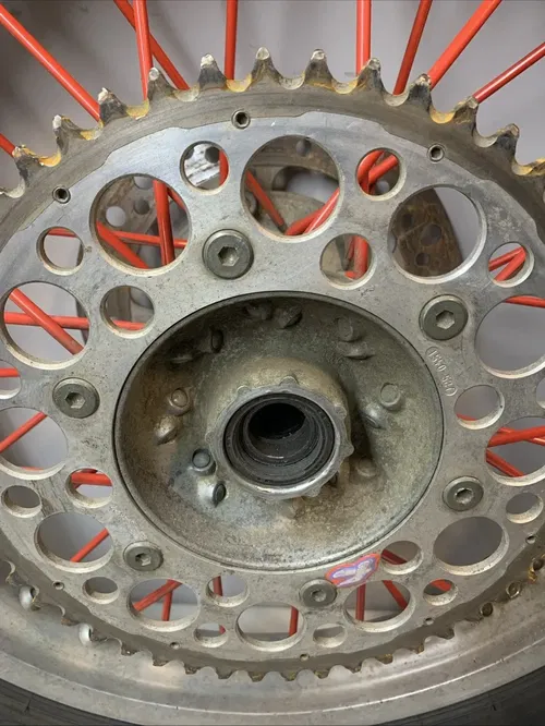 2004 CRF450R OEM Rear Wheel Rim Tire Rotor Sprocket Hub Crf 450r CRACKED RIM!