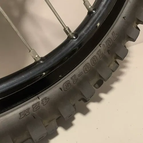 2019 KX100 COMPLETE OEM FRONT WHEEL 19" FRONT WHEEL RIM HUB ROTOR KX 100 kx100