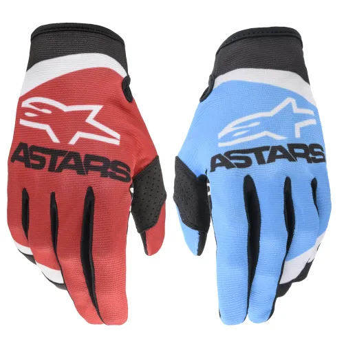 New Alpinestars Radar Gloves Red/Matt Blue/Neon