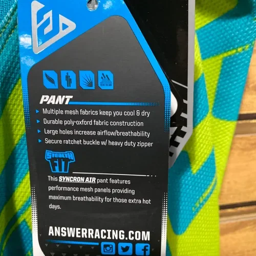 New Never Word Answer Racing Sync Pants Size 34