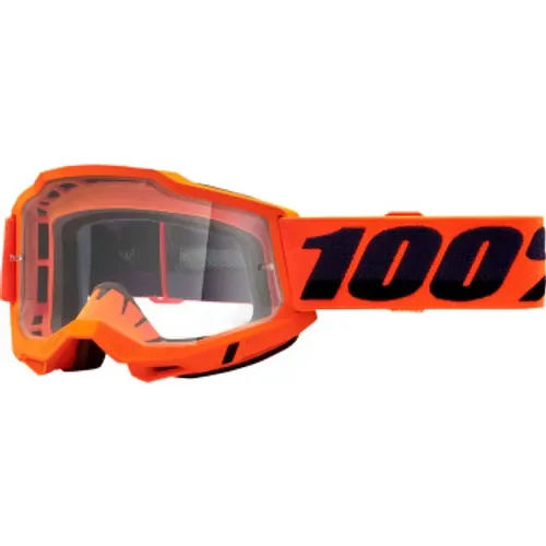 New 100% Accuri 2 OTG Goggles - Neon Orange - Clear Free Shipping