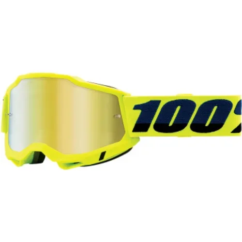 New 100% Accuri 2 Goggles - Fluo Yellow - Gold Mirror