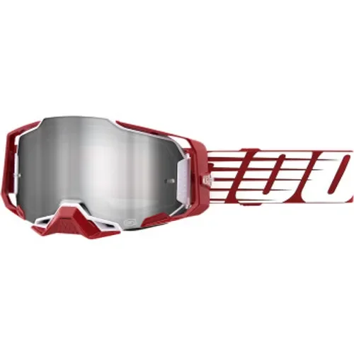 New 100% Armega Goggles - Oversized Deep Red - Flash Silver MSRP $100