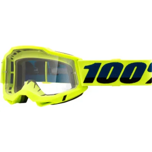New 100% Accuri 2 OTG Goggles - Fluo Yellow - Clear MSRP $60 Free Shipping