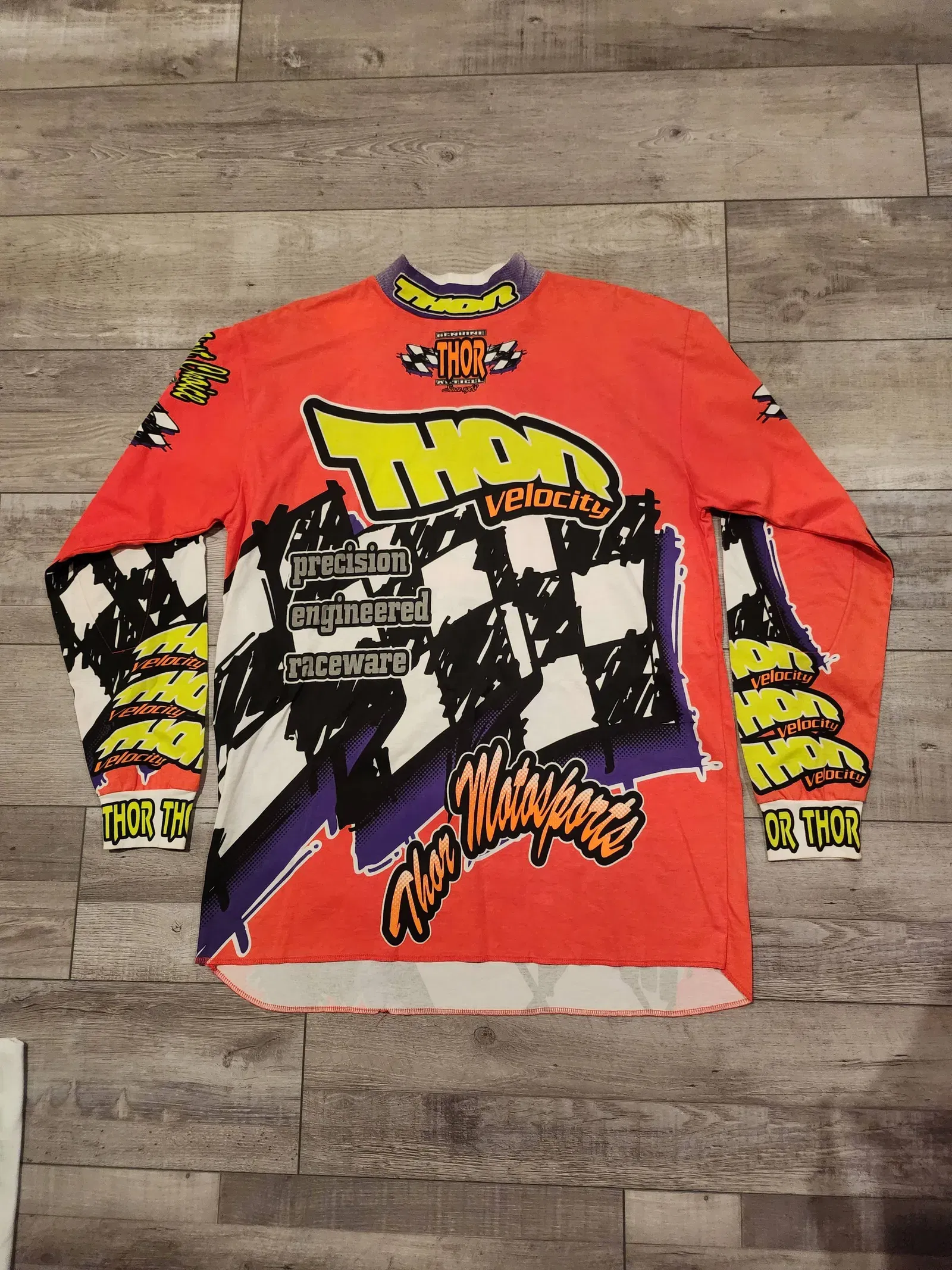 90s VINTAGE THOR モトクロス レーシング ロンT 米国製 Vintage 90s Thor Motocross Jersey Long Raglan Sleeve Graphic
