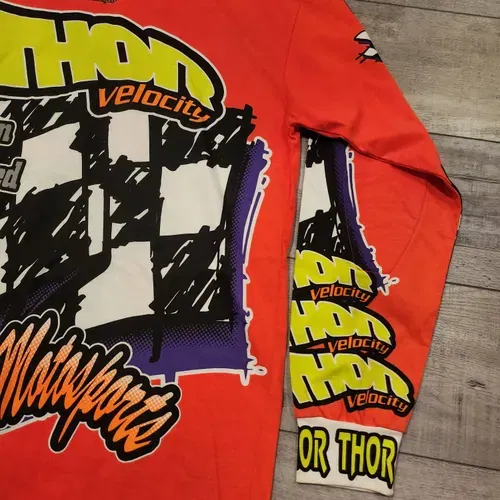 Vintage 90s Thor Velocity Racing Shirt Autographed Jeff Emig