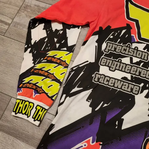 Vintage 90s Thor Velocity Racing Shirt Autographed Jeff Emig