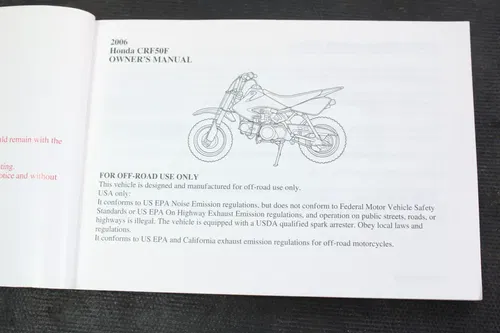 2006 Honda Crf50f Original Owners Manual Book  HR6091