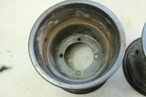 2002 Suzuki Quadrunner 250 OEM 10x9.5 Rear Wheel Set  B4464
