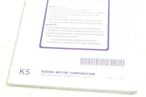 2002 Suzuki King Quad 400  Suzuki LT A400E LT400 Owners Manual