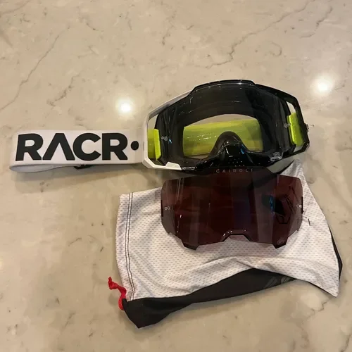 New 100% Armega Racer Black White Goggles With 2 Lenses