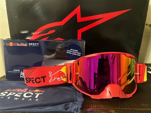 Red Bull Strive Spect Goggles Red With Mirror Lenses