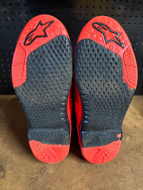 Used Alpinestars Tech 10 Amber Red Le Size 10 With Booties CLEAN & SANITIZED 🧼
