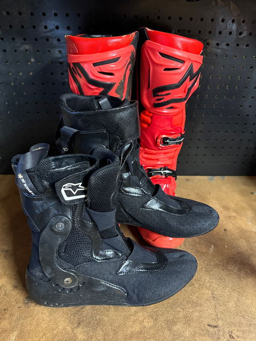 Used Alpinestars Tech 10 Amber Red Le Size 10 With Booties CLEAN & SANITIZED 🧼