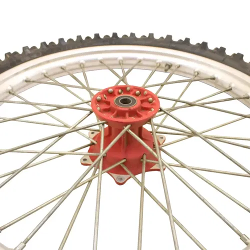 1991 - 1995 KTM 250 300 EXC FRONT WHEEL RIM TIRE RUBBER SILVER RED
