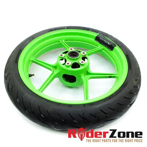 2013 - 2018 KAWASAKI NINJA ZX6R WHEELS SET GREEN RIMS BRIDGESTONE TIRES BATTLAX