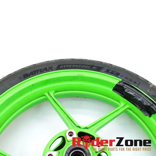2013 - 2018 KAWASAKI NINJA ZX6R WHEELS SET GREEN RIMS BRIDGESTONE TIRES BATTLAX